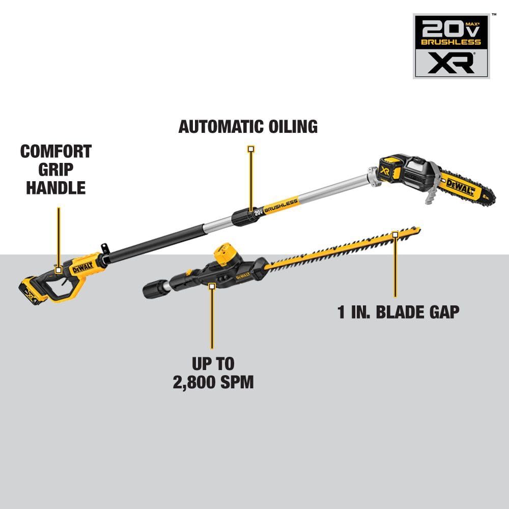 dewalt-dcko86m1-20v-max-cordless-pole-saw-and-pole-hedge-trimmer-combo-kit image 3