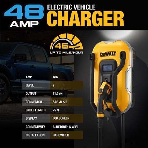 dewalt-level-2-ev-charger-48a-hardwired-wall-mount-charging-station-with-app-con image 4
