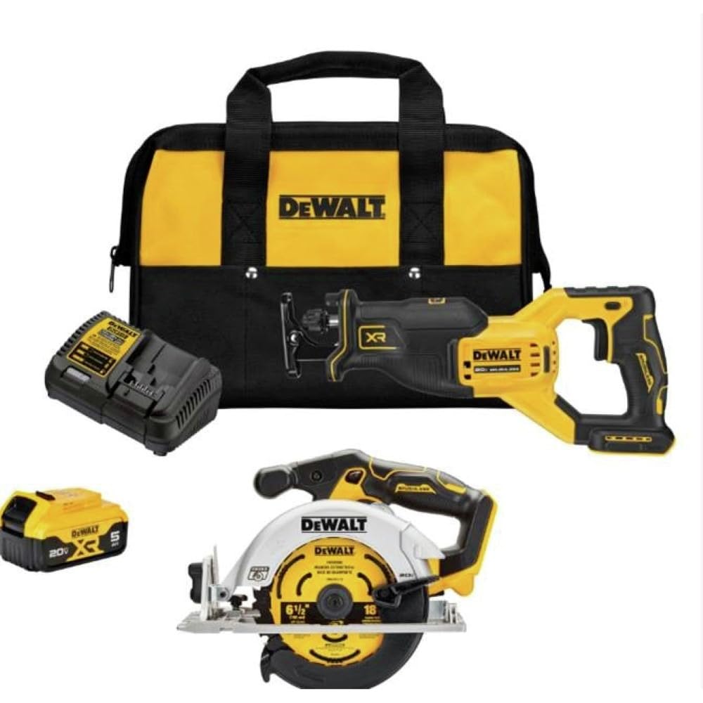 dewalt-dck237p1-20v-max-2-tool-combo-kit-6-1-2-in-circular-saw-reciprocating-saw image 1