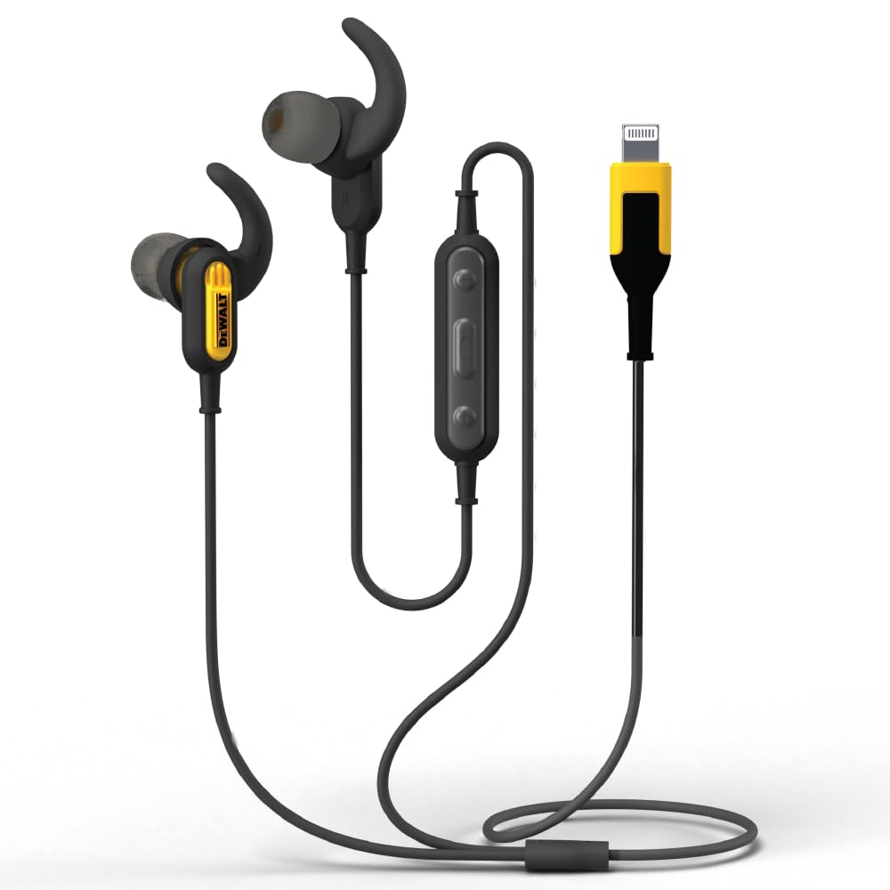 dewalt-heavy-duty-lightning-earphones-ipx6-water-resistant-wired-headphones-for- image 1