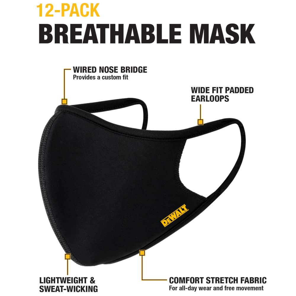 dewalt-cooling-black-face-masks-12-pack-reusable-breathable-adjustable-with-neck image 3