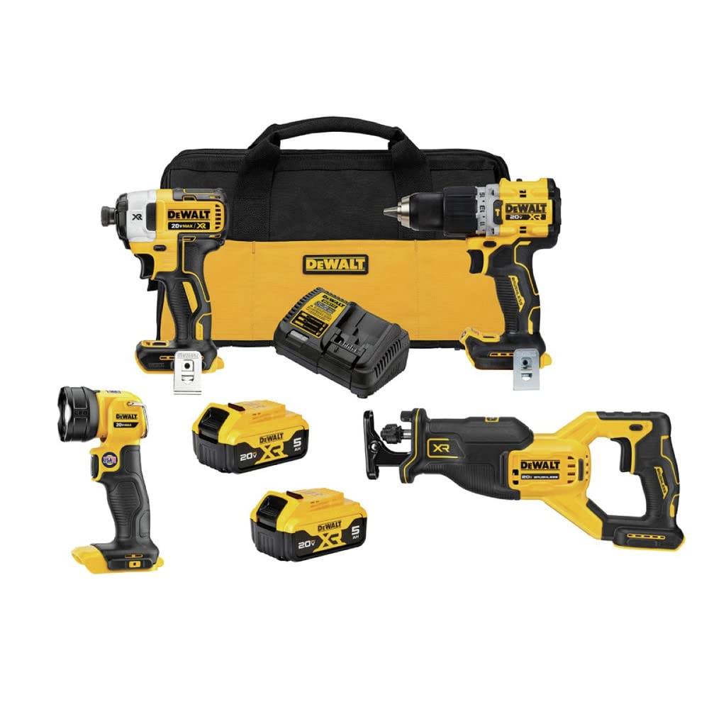 dewalt-20v-max-xr-4-tool-combo-kit-hammer-drill-impact-driver-reciprocating-saw- image 1