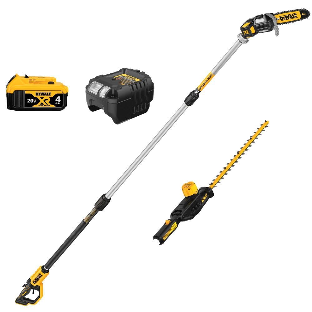 dewalt-dcko86m1-20v-max-cordless-pole-saw-and-pole-hedge-trimmer-combo-kit image 1