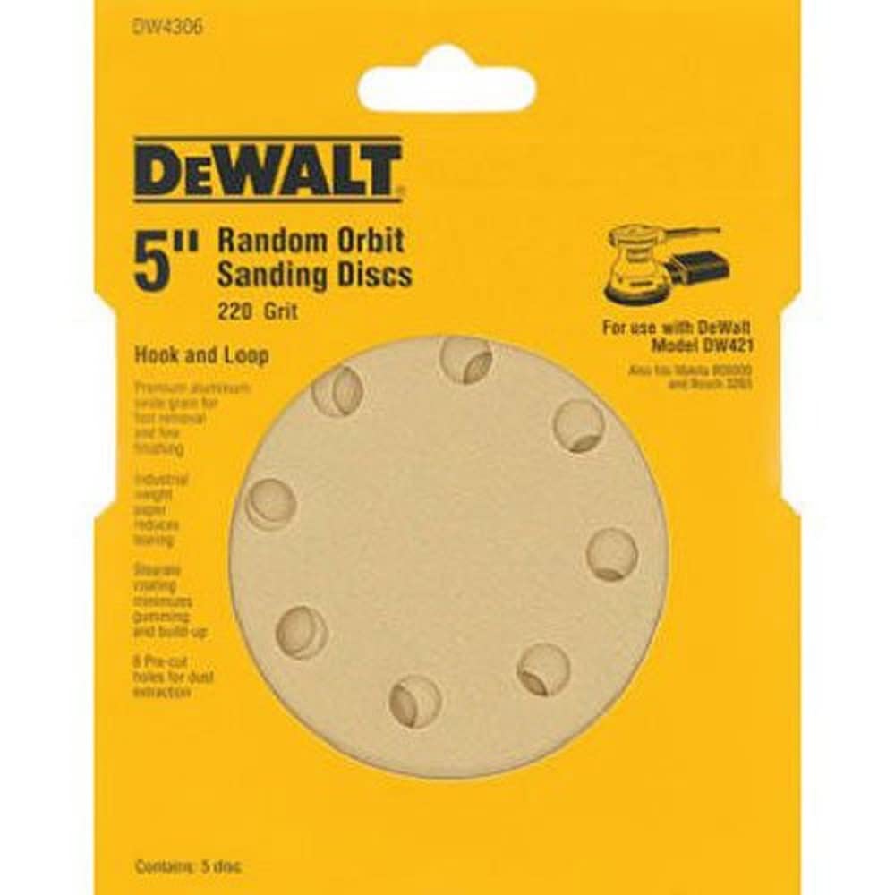 dewalt-dw4306-5-inch-8-hole-220-grit-hook-and-loop-sandpaper-5-pack image 1
