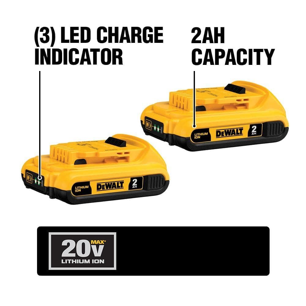 dewalt-dcb203-2-20v-max-compact-2ah-battery-2-pack-with-3-led-fuel-gauge image 7
