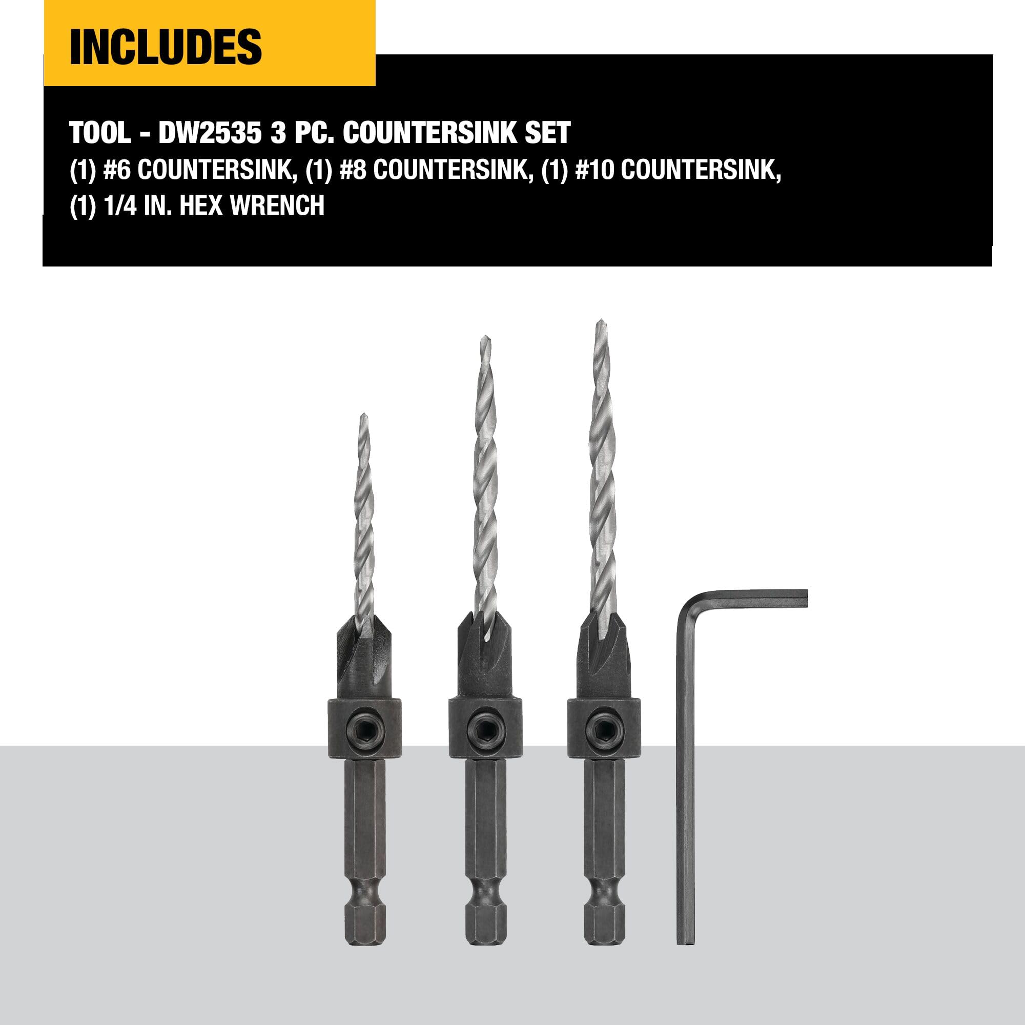 dewalt-dw2535-3-piece-countersink-drill-bit-set-6-8-10 image 2