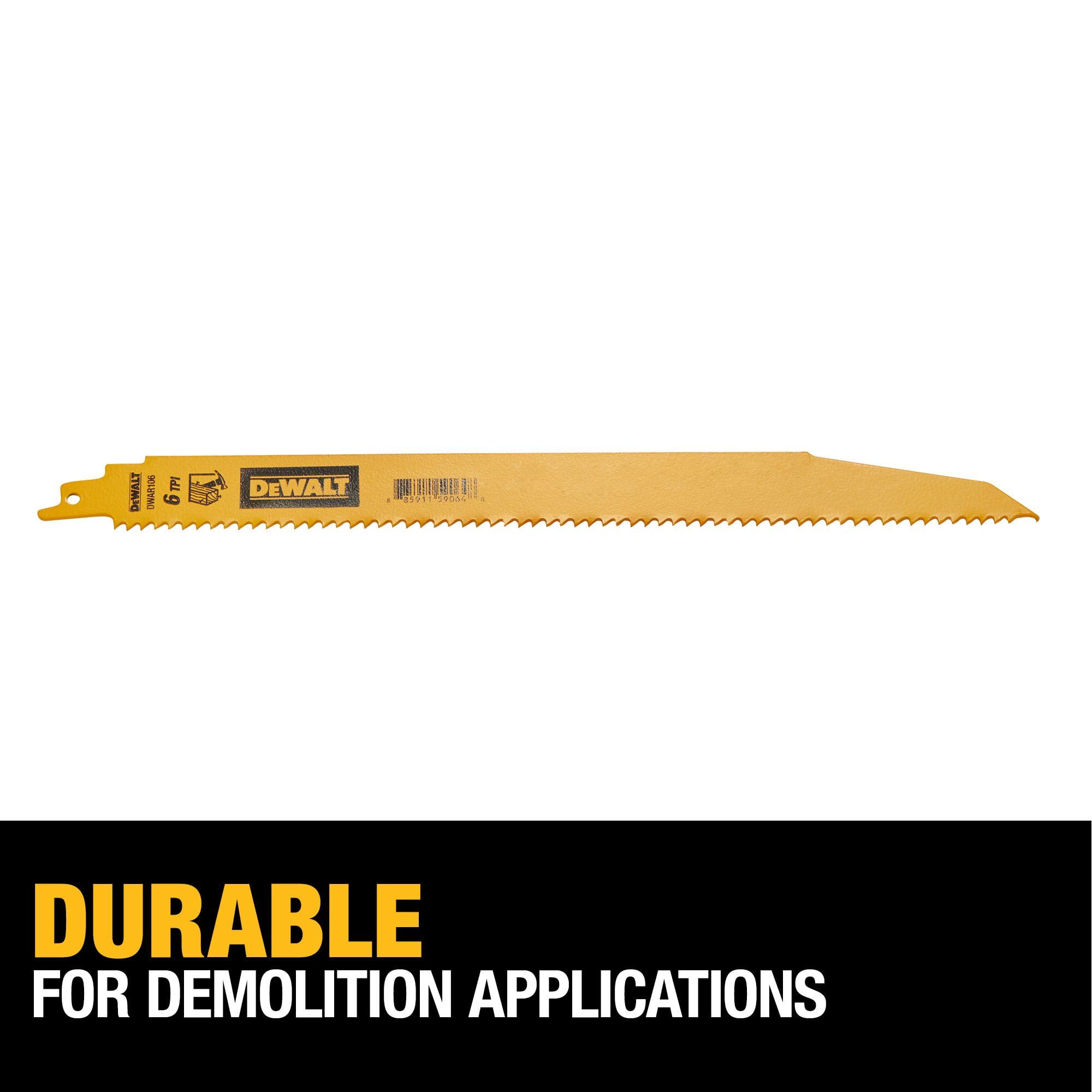 dewalt-dwar106-12-inch-5-pack-bi-metal-reciprocating-saw-blades-6-tpi-for-demoli image 3