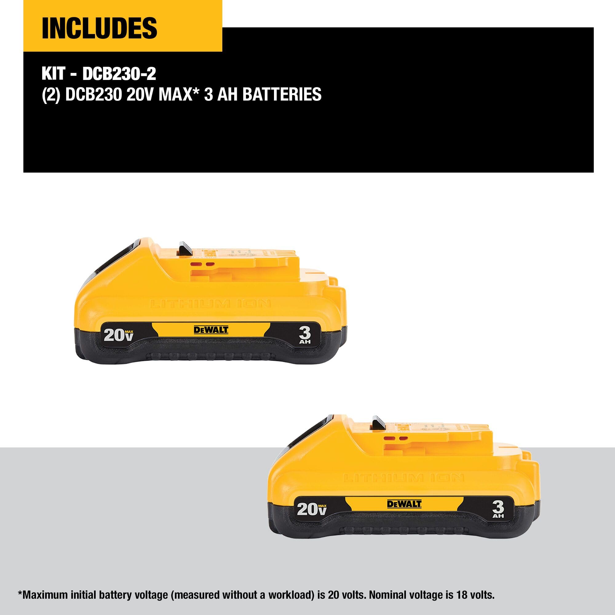 dewalt-20v-max-3-0ah-battery-2-pack-dcb230-2 image 2