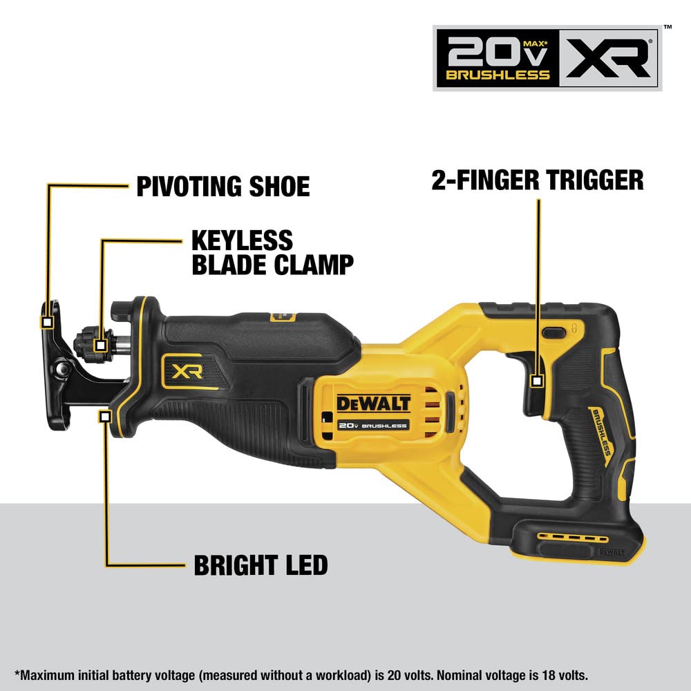dewalt-20v-max-xr-4-tool-combo-kit-hammer-drill-impact-driver-reciprocating-saw- image 5