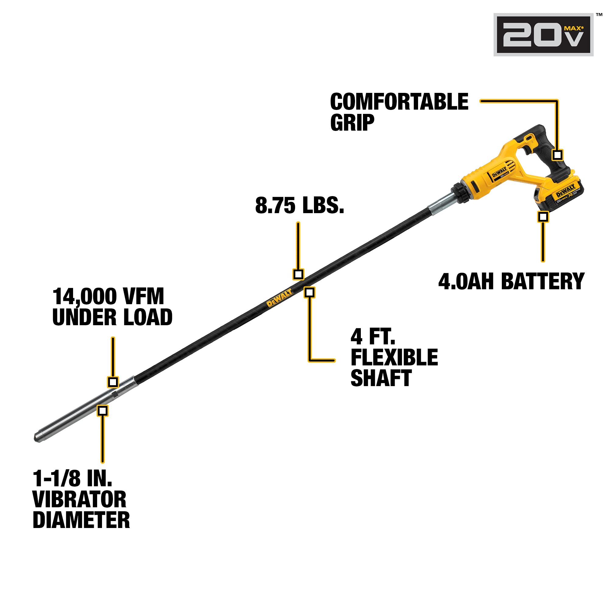 dewalt-20v-max-pencil-concrete-vibrator-kit-dce531m1 image 3