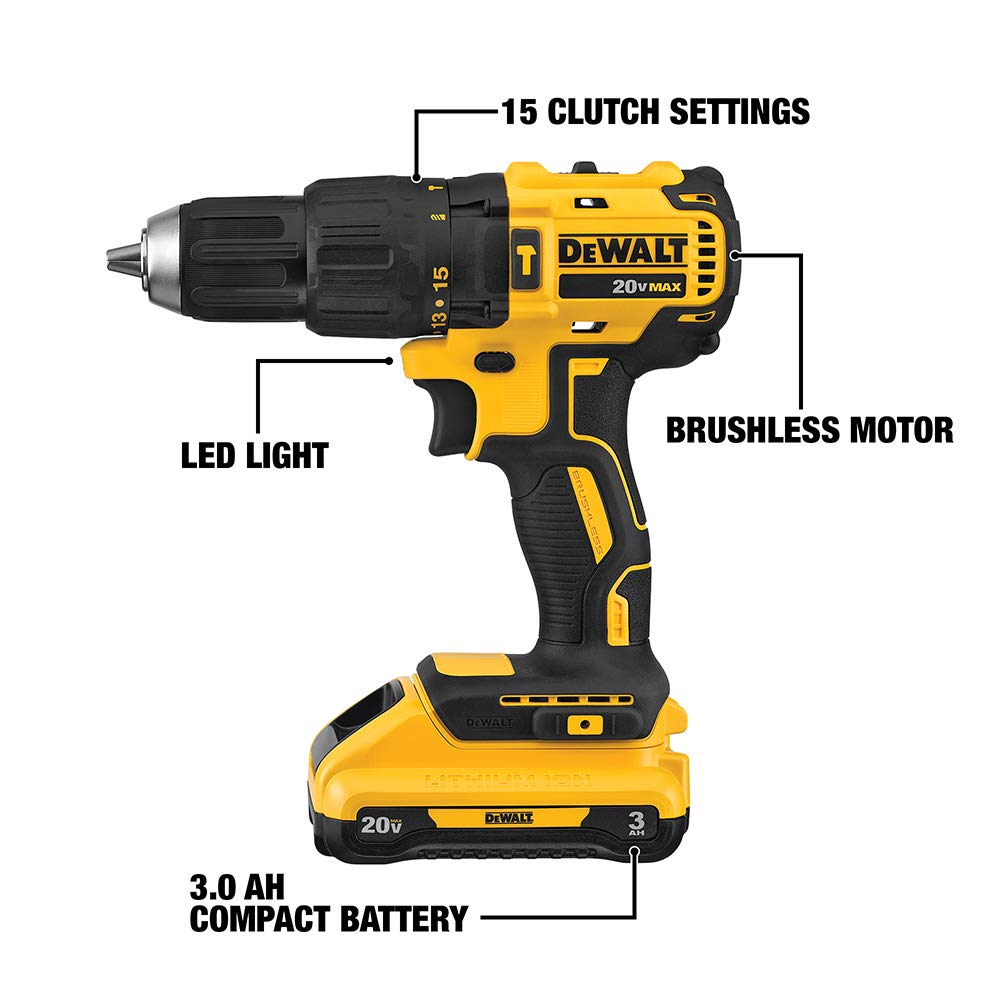 dewalt-dcd778l1-20v-max-brushless-compact-hammer-drill-driver-kit image 2