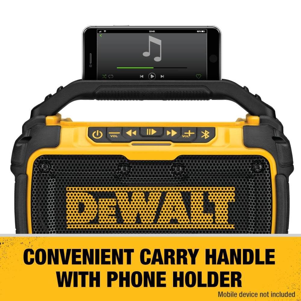 dewalt-dcr010-20v-max-bluetooth-speaker-100-ft-range-with-phone-holder image 6