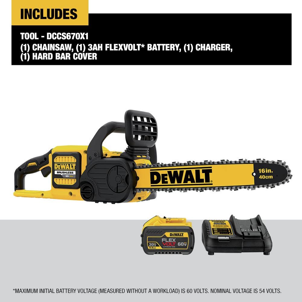 dewalt-flexvolt-dccs670t1-60v-max-16-inch-cordless-chainsaw-kit-with-2-0ah-batte image 2