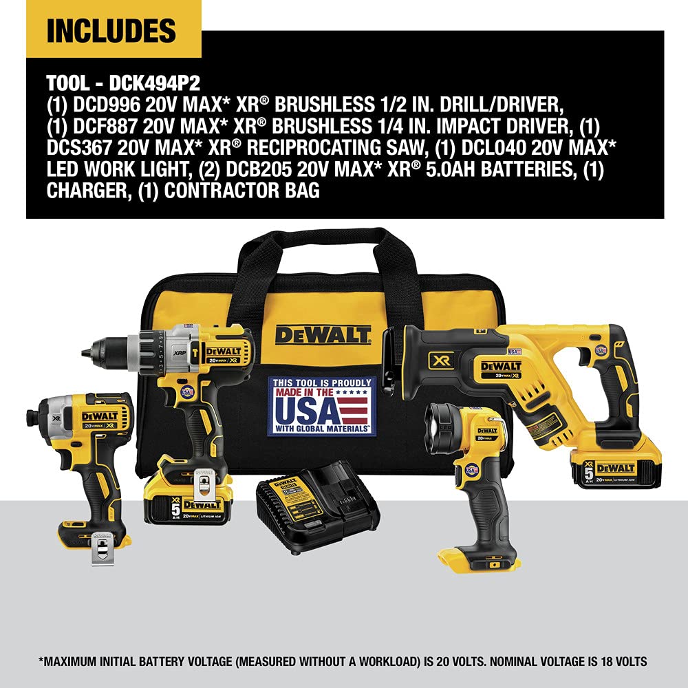 dewalt-dck494p2-20v-max-xr-lithium-ion-4-tool-combo-kit image 2