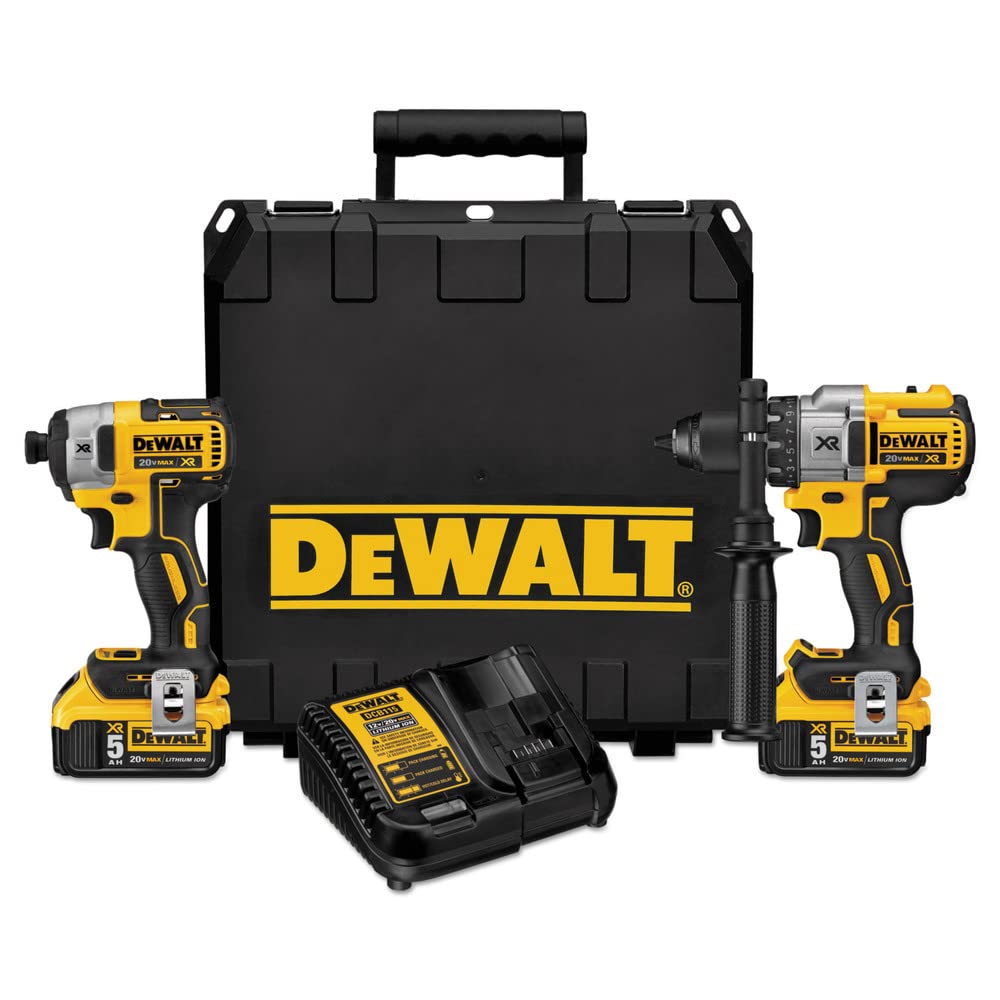 dewalt-20v-max-hammer-drill-impact-driver-combo-kit-dck299p2-with-2-batteries-ch image 1