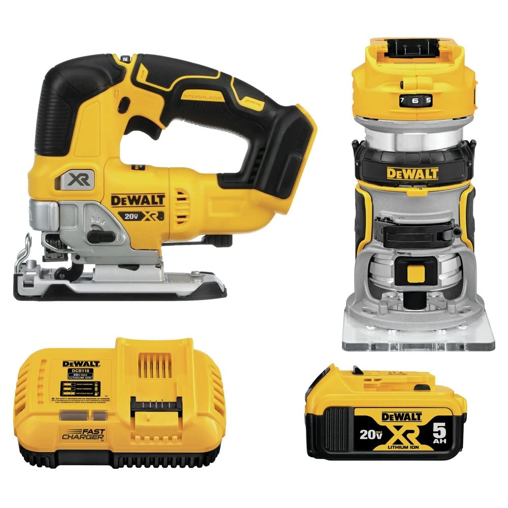 dewalt-dck201p1-20v-max-xr-router-jigsaw-combo-kit-with-5-0ah-battery-and-8a-cha image 1