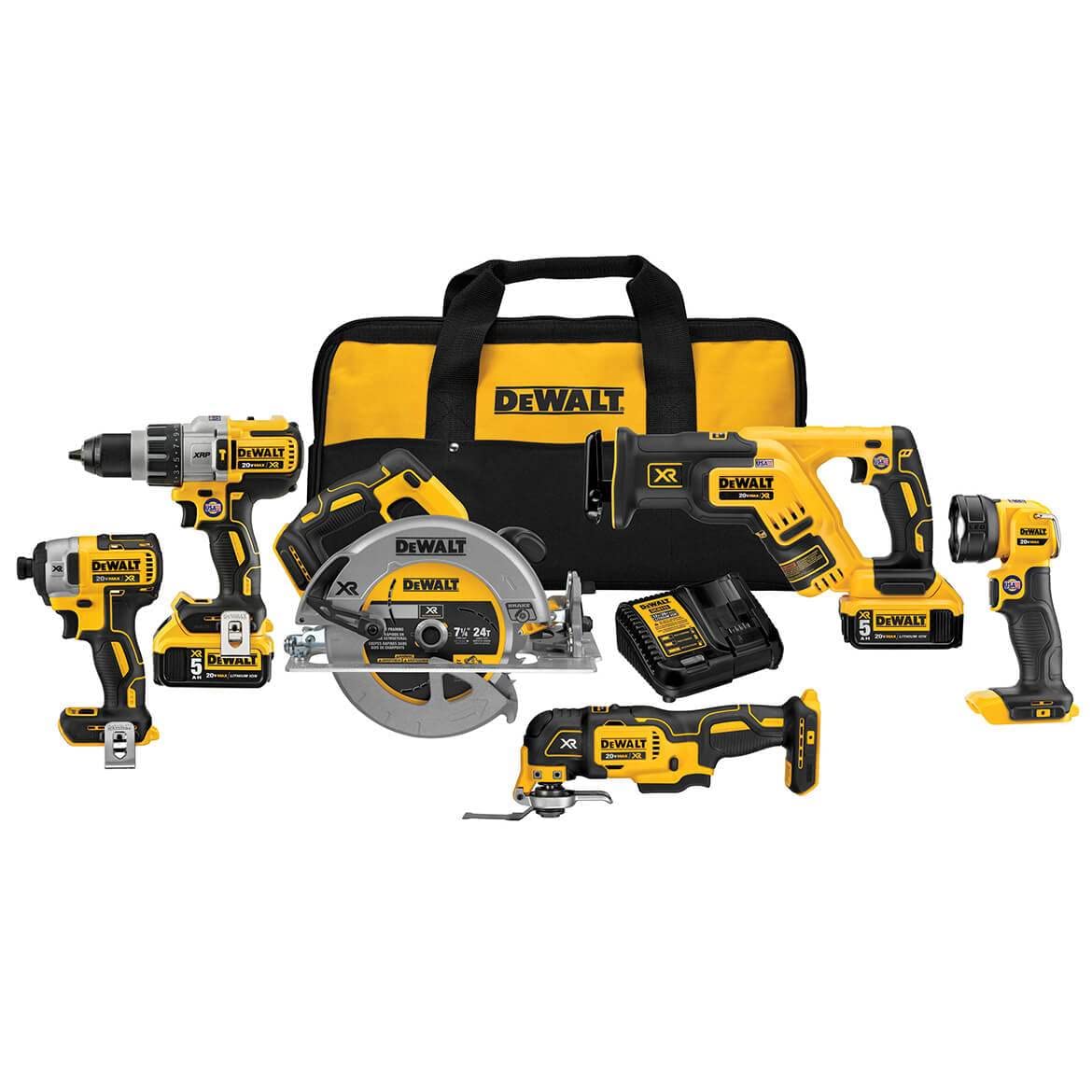 dewalt-20v-max-xr-6-tool-cordless-combo-kit-dck694p2-with-2-batteries-charger image 1