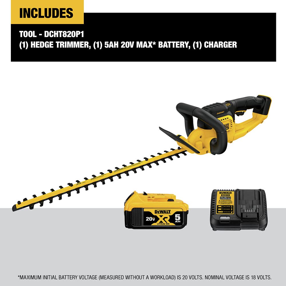 dewalt-dcht820p1-20v-max-cordless-hedge-trimmer-kit-with-5-ah-battery image 4
