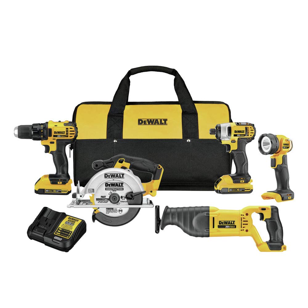 dewalt-20v-max-5-tool-cordless-combo-kit-refurbished-2-battery image 1