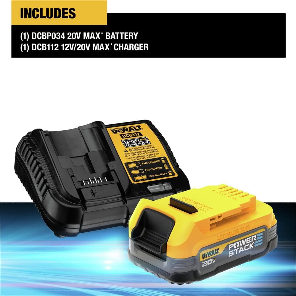 dewalt-20v-max-powerstack-starter-kit-compact-battery-and-charger-dcbp034c image 2