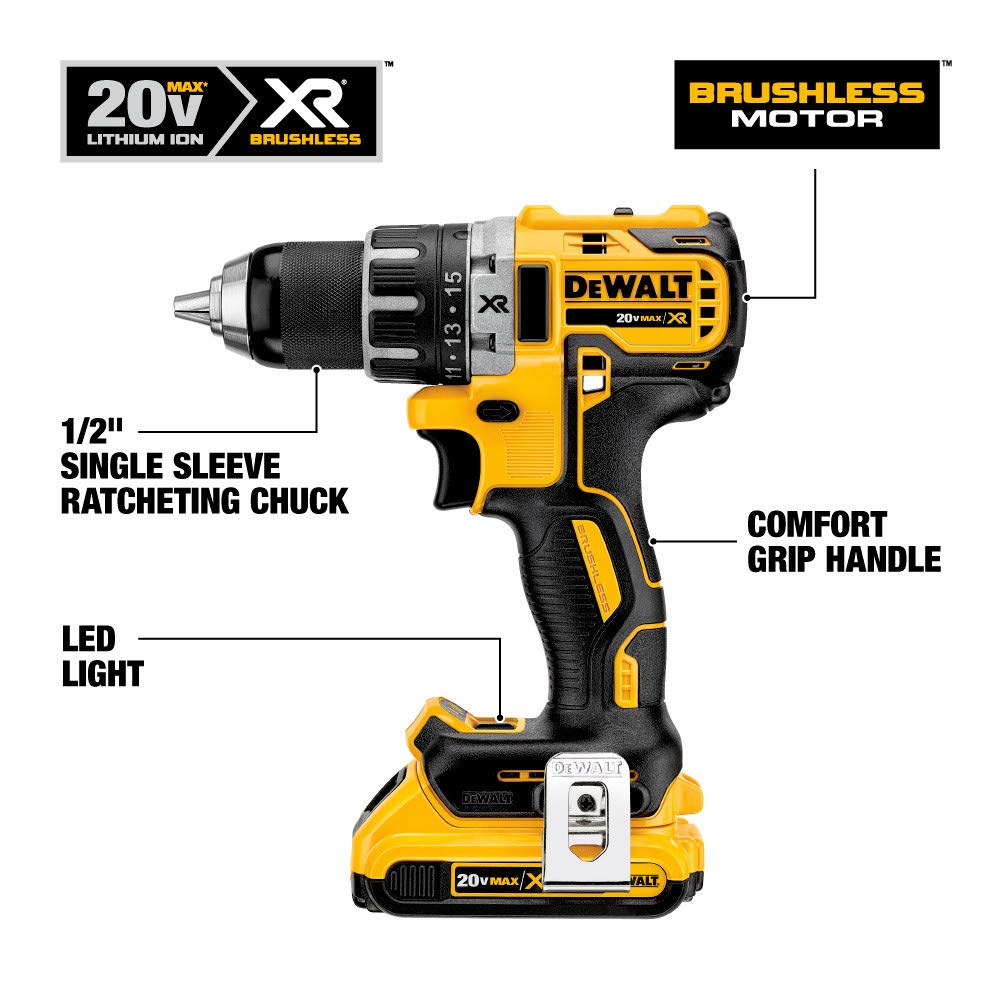 dewalt-dcd791d2-20v-max-xr-brushless-compact-drill-kit image 2
