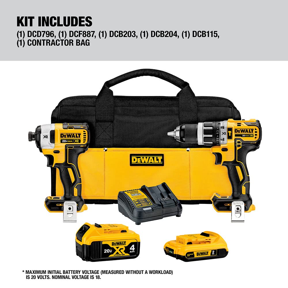 dewalt-20v-max-xr-hammer-drill-impact-driver-combo-kit-2-tool-dck287d1m1 image 2