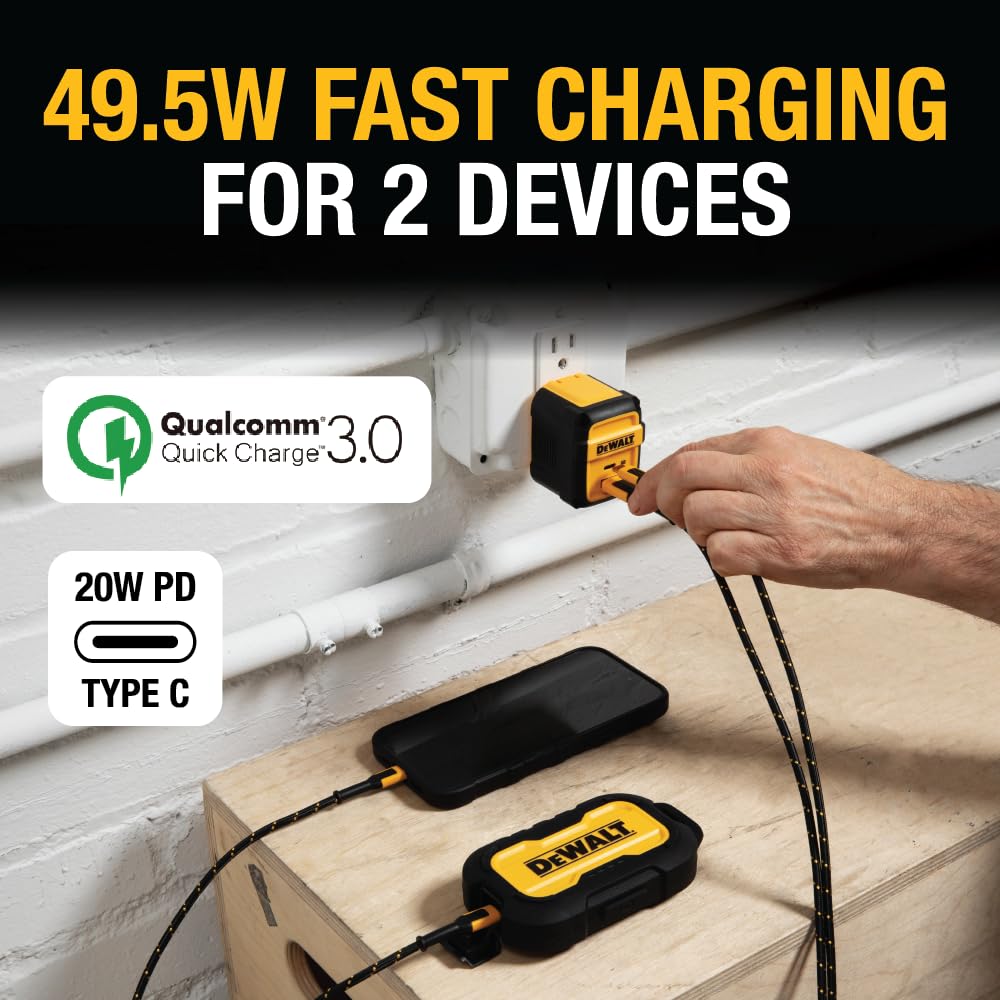 dewalt-heavy-duty-49-5w-dual-usb-c-and-usb-a-fast-wall-charger image 6