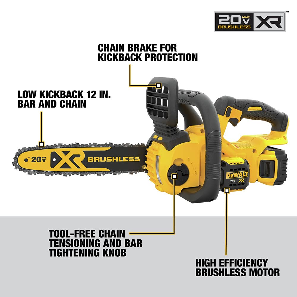 dewalt-dccs620p1-20v-max-compact-chainsaw-kit-with-5ah-battery image 5