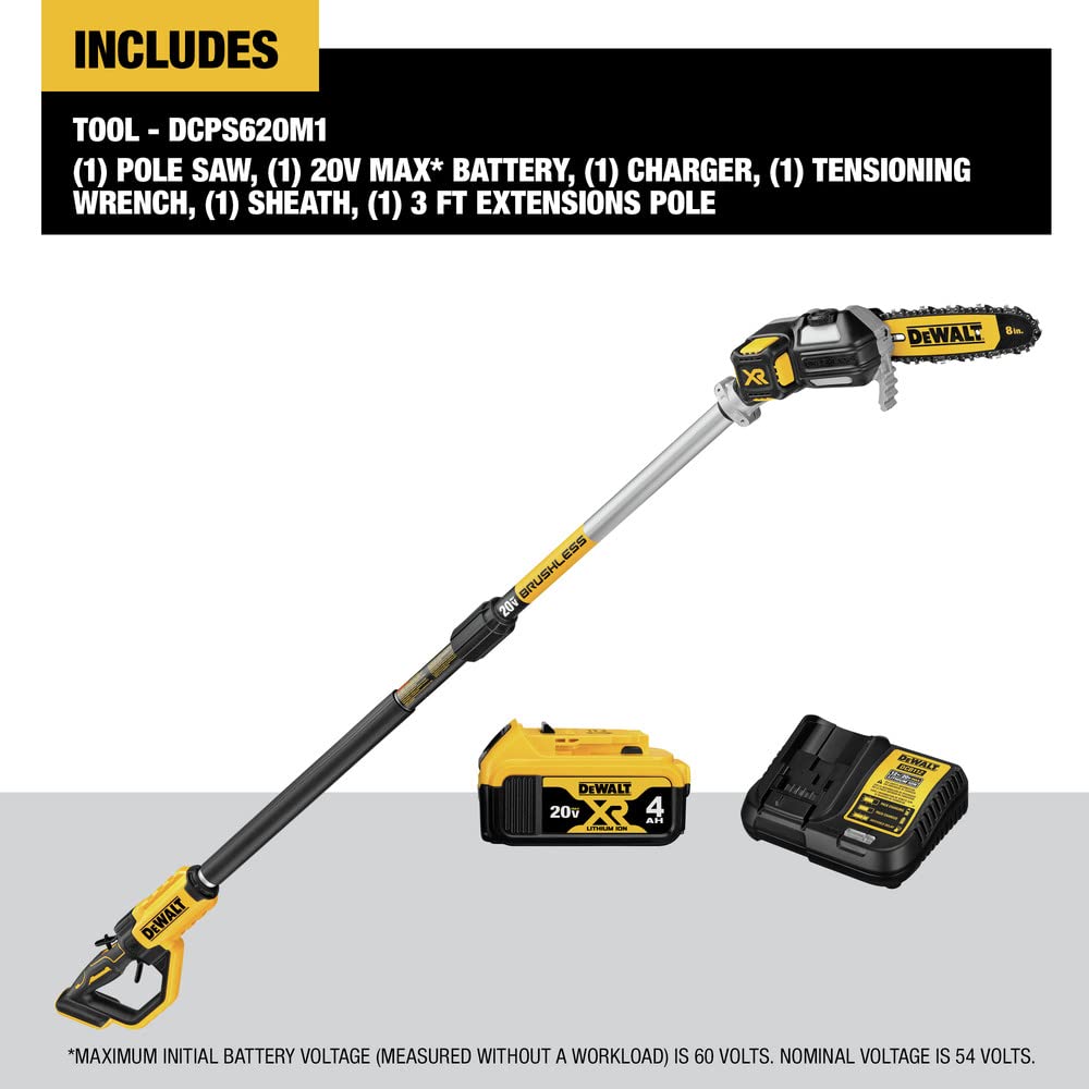 dewalt-20v-max-pole-saw-with-15-foot-reach-and-4ah-battery-dcps620m1 image 2