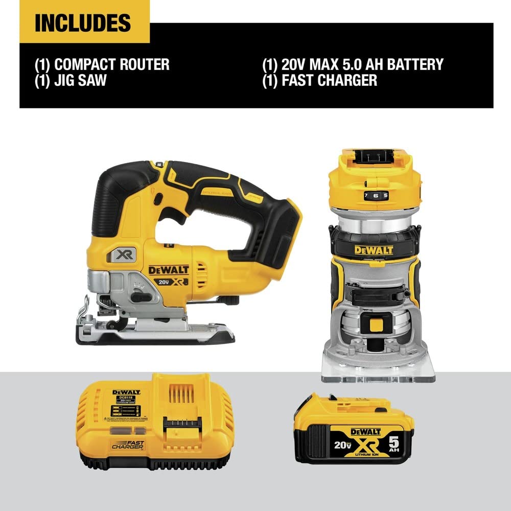 dewalt-dck201p1-20v-max-xr-router-jigsaw-combo-kit-with-5-0ah-battery-and-8a-cha image 2