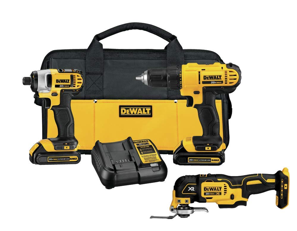 dewalt-dck344c2-20v-max-3-tool-combo-kit-with-drill-impact-driver-multi-tool image 1