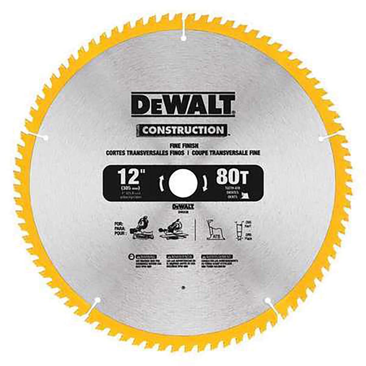 dewalt-dw3128-12-inch-80-tooth-miter-saw-blade-atb-thin-kerf-1-inch-arbor image 1