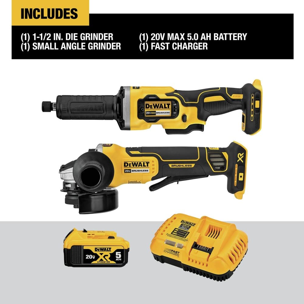 dewalt-dck203p1-20v-max-xr-cordless-angle-grinder-die-grinder-kit-with-5ah-batte image 2
