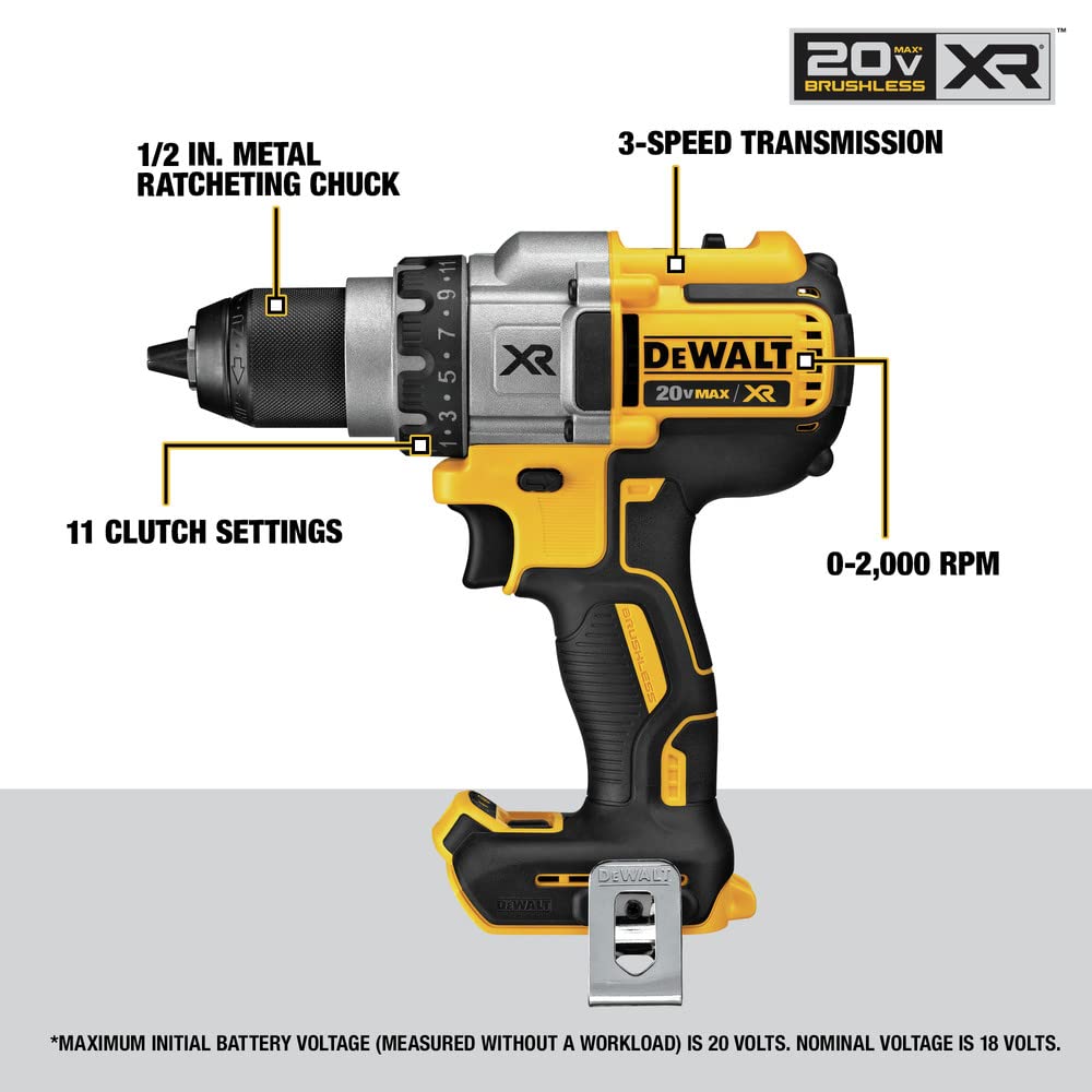 dewalt-dcd991b-20v-max-xr-brushless-3-speed-drill-driver-bare-tool image 4