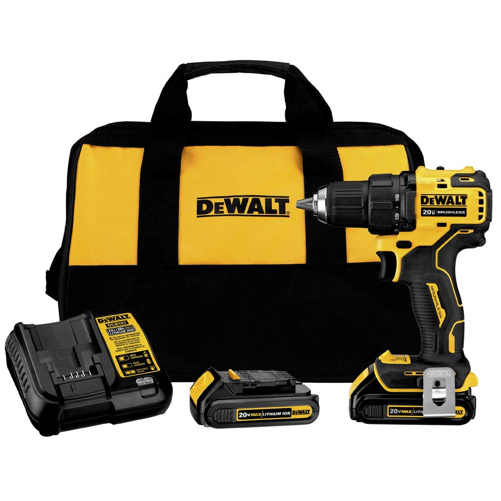 dewalt-20v-max-dcd708c2-brushless-compact-1-2-inch-drill-driver-kit image 1