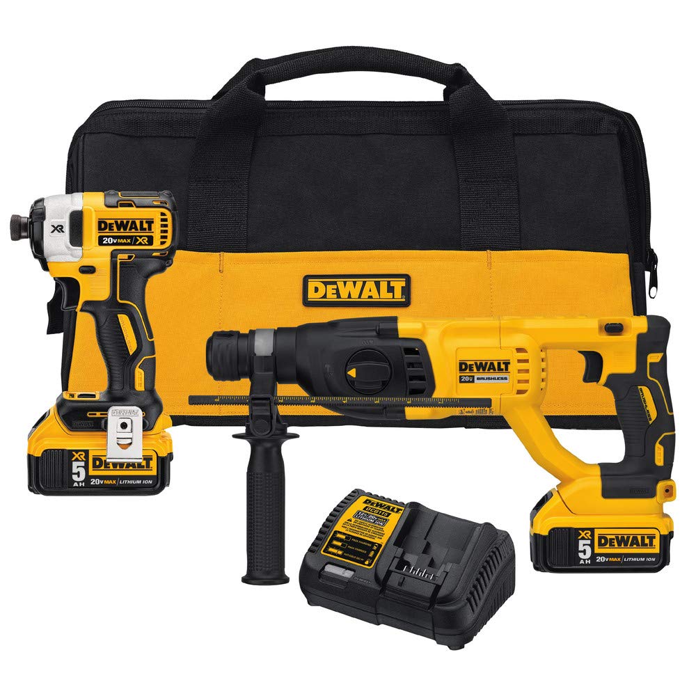 dewalt-dck233p2-20v-max-xr-brushless-rotary-hammer-and-impact-driver-kit image 1