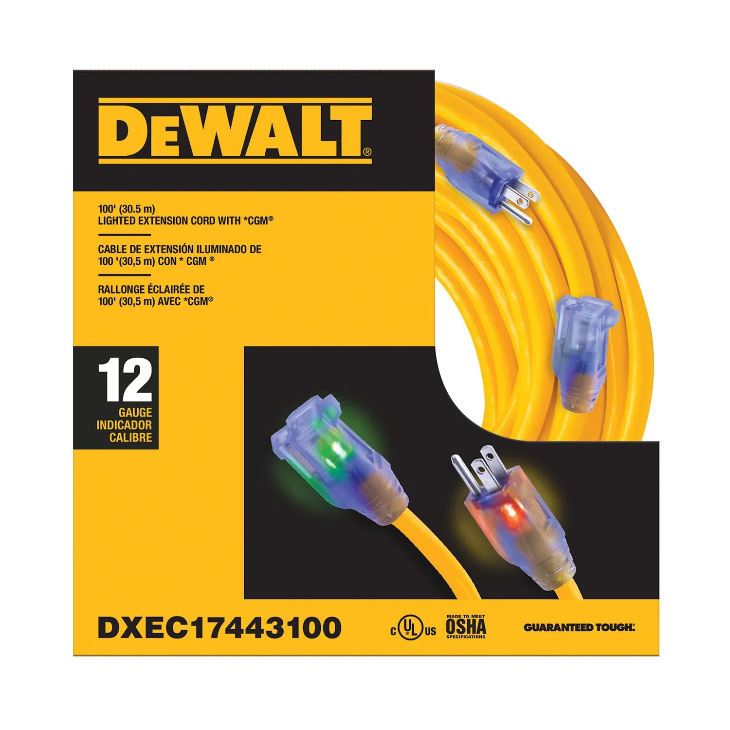 dewalt-100-ft-12-3-sjtw-lighted-extension-cord-heavy-duty-outdoor-indoor-use image 1