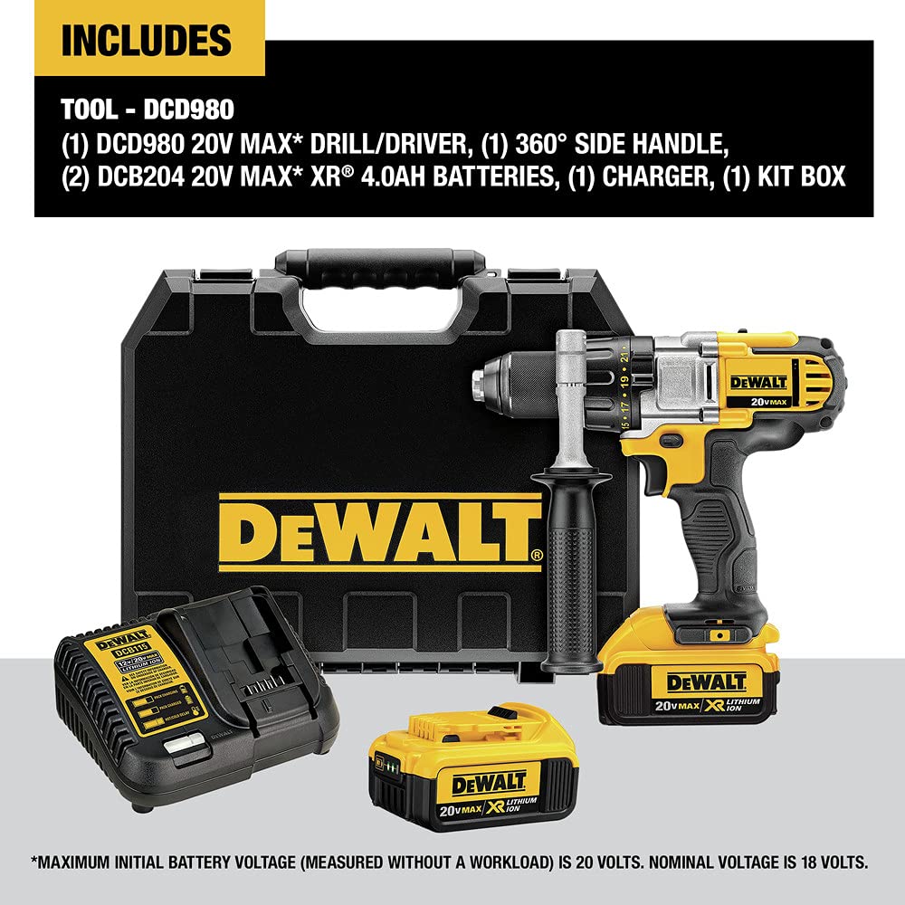 dewalt-dcd980m2-20v-max-3-speed-drill-driver-kit-4-0ah image 2