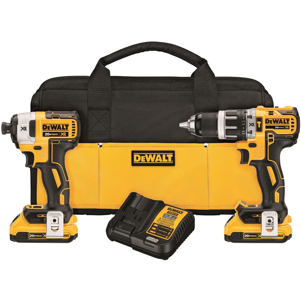 dewalt-dck287d2-20v-max-xr-compact-hammer-drill-and-impact-driver-combo-kit image 1