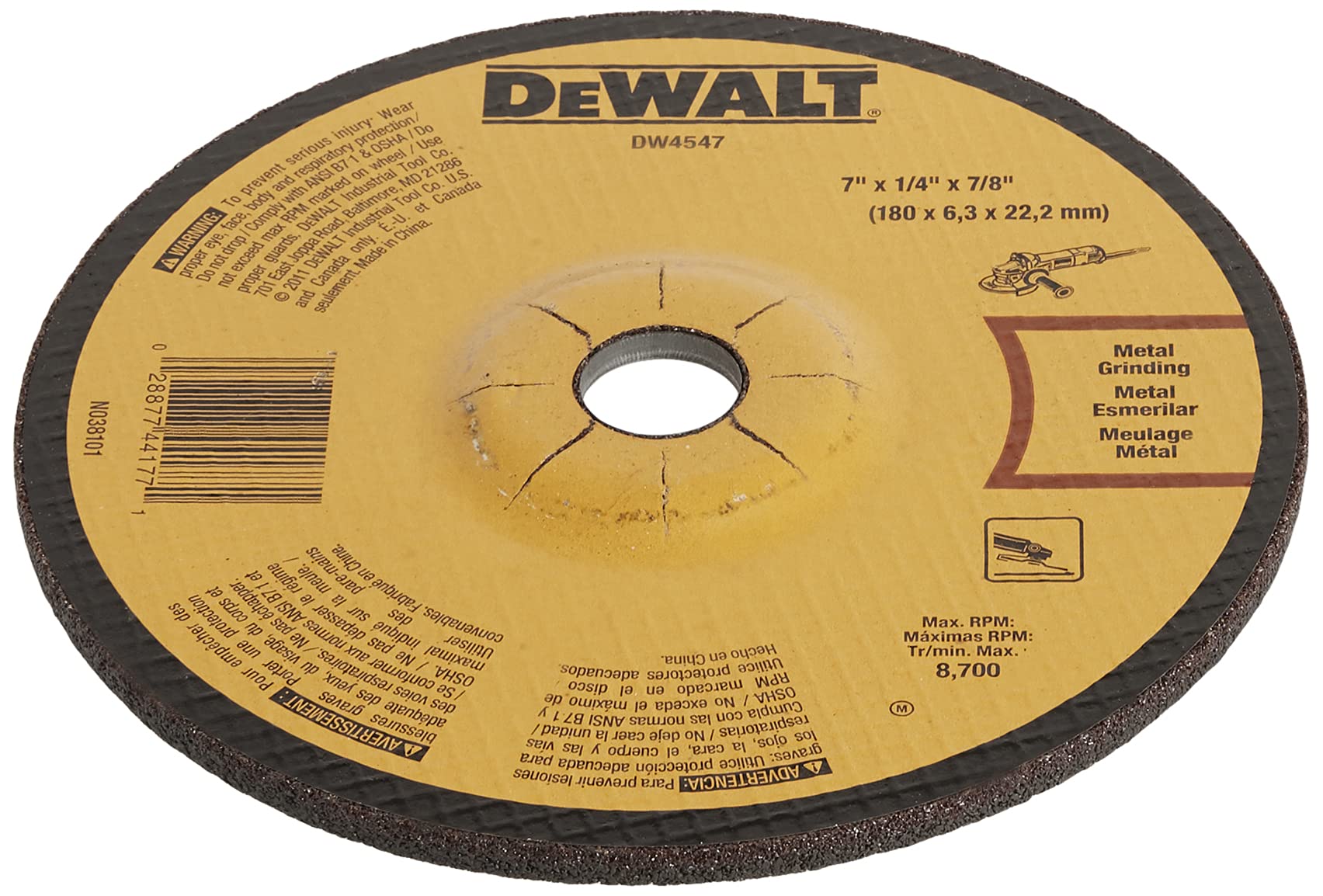 dewalt-dw4547-7-inch-fast-metal-grinding-wheel-1-4-x-7-8-inch image 3