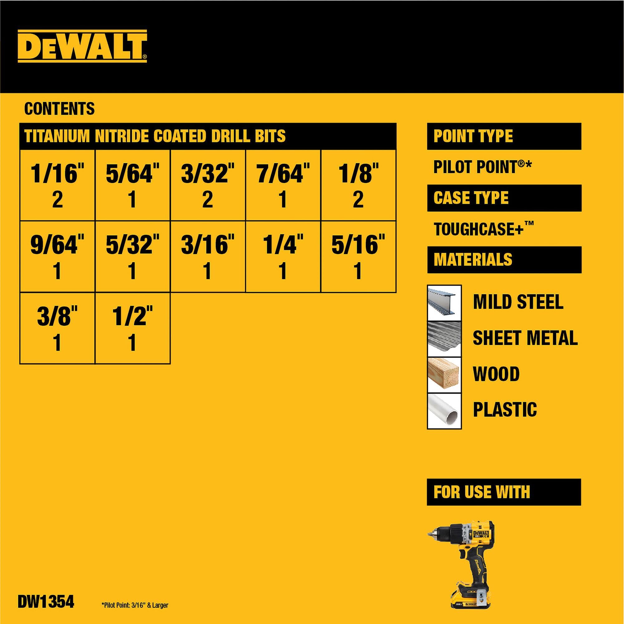 dewalt-dw1354-14-piece-titanium-drill-bit-set-impact-ready-toughcase image 2