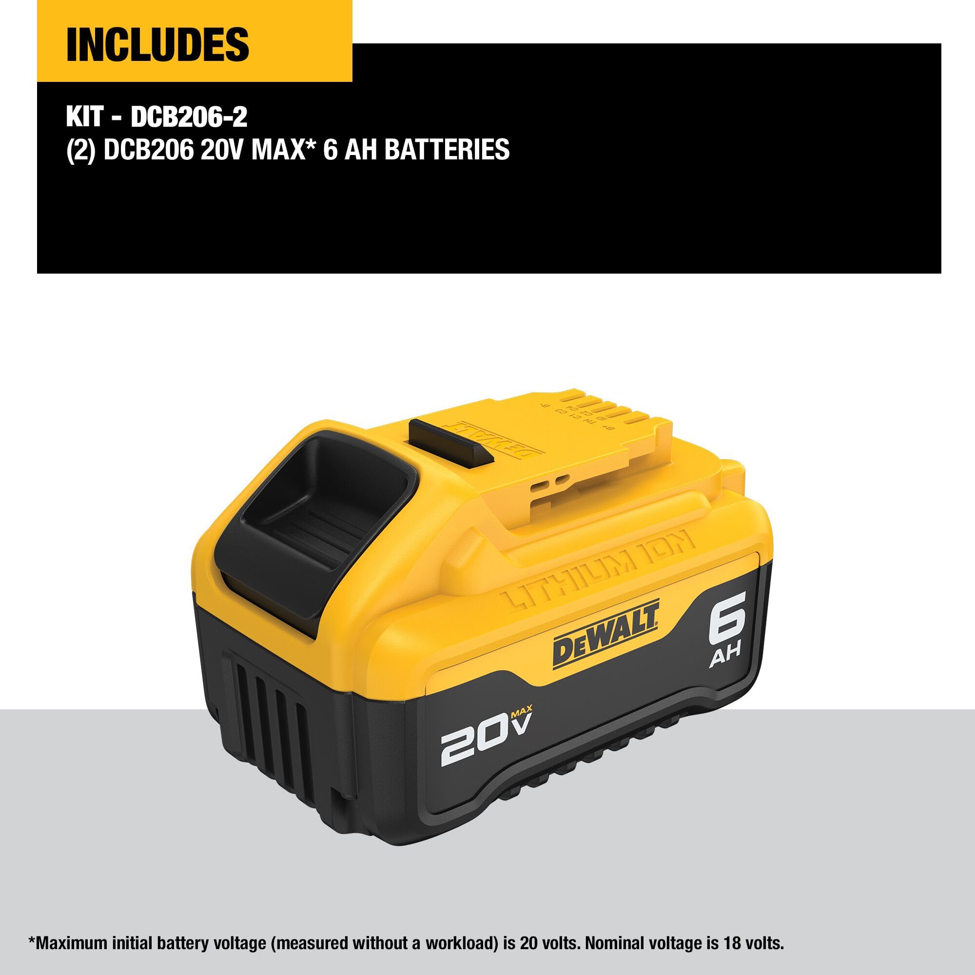 dewalt-dcb206-2-20v-max-xr-premium-battery-2-pack-6-0ah image 2