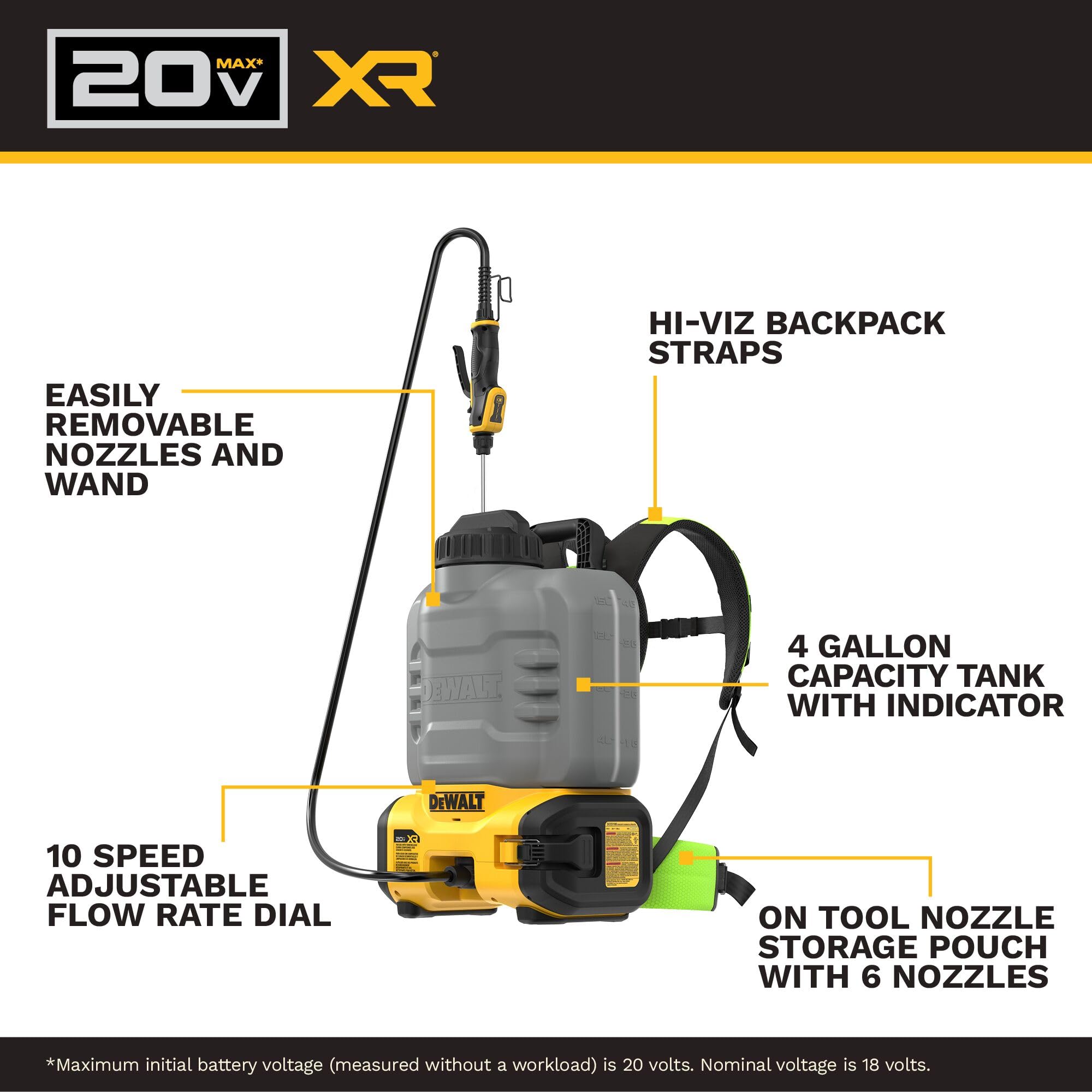 dewalt-20v-max-xr-concrete-chemical-sprayer-dccs1100b-4-gallon-150-psi-backpack image 2