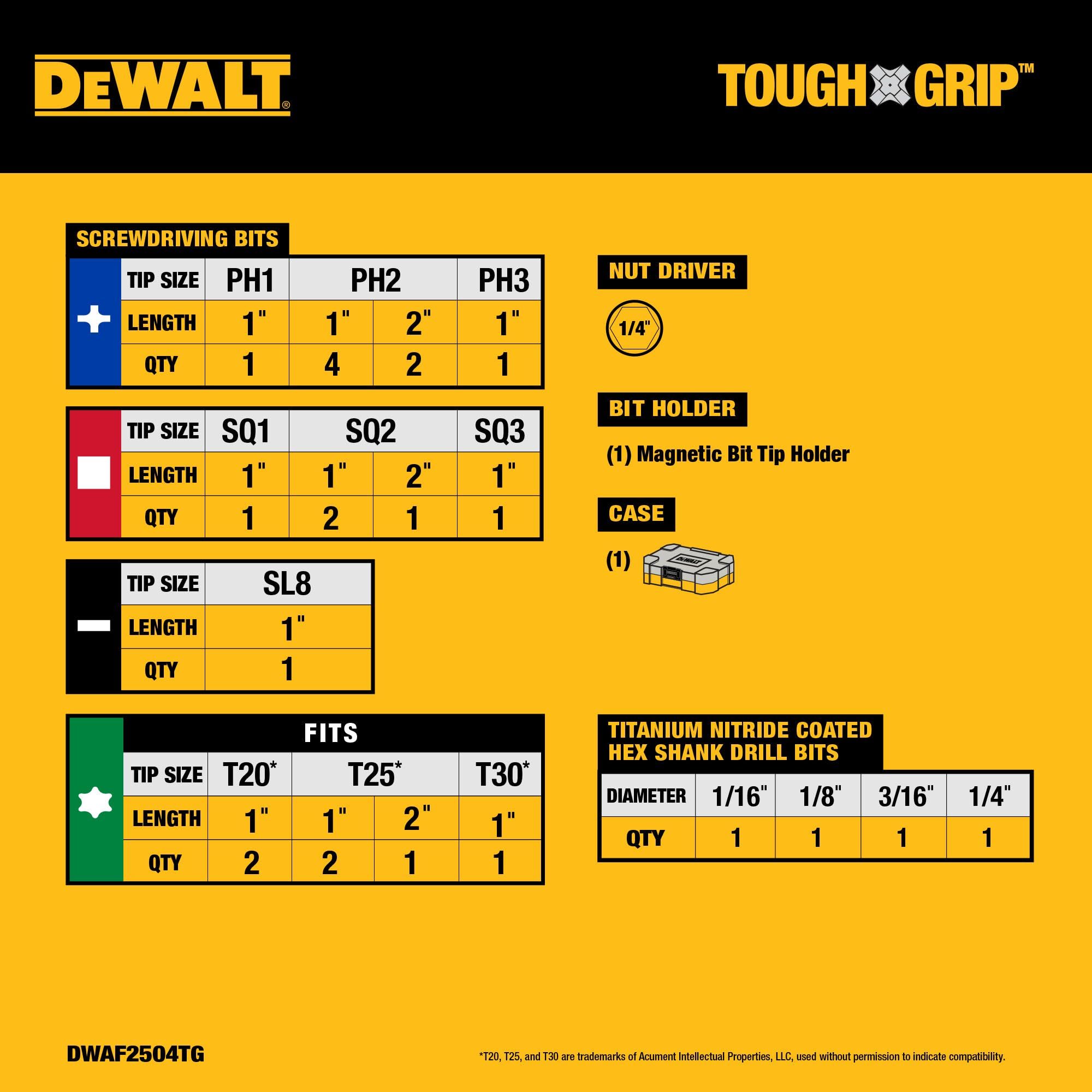 dewalt-dwaf2504tg-tough-grip-27-pc-impact-ready-screwdriver-bit-set image 2