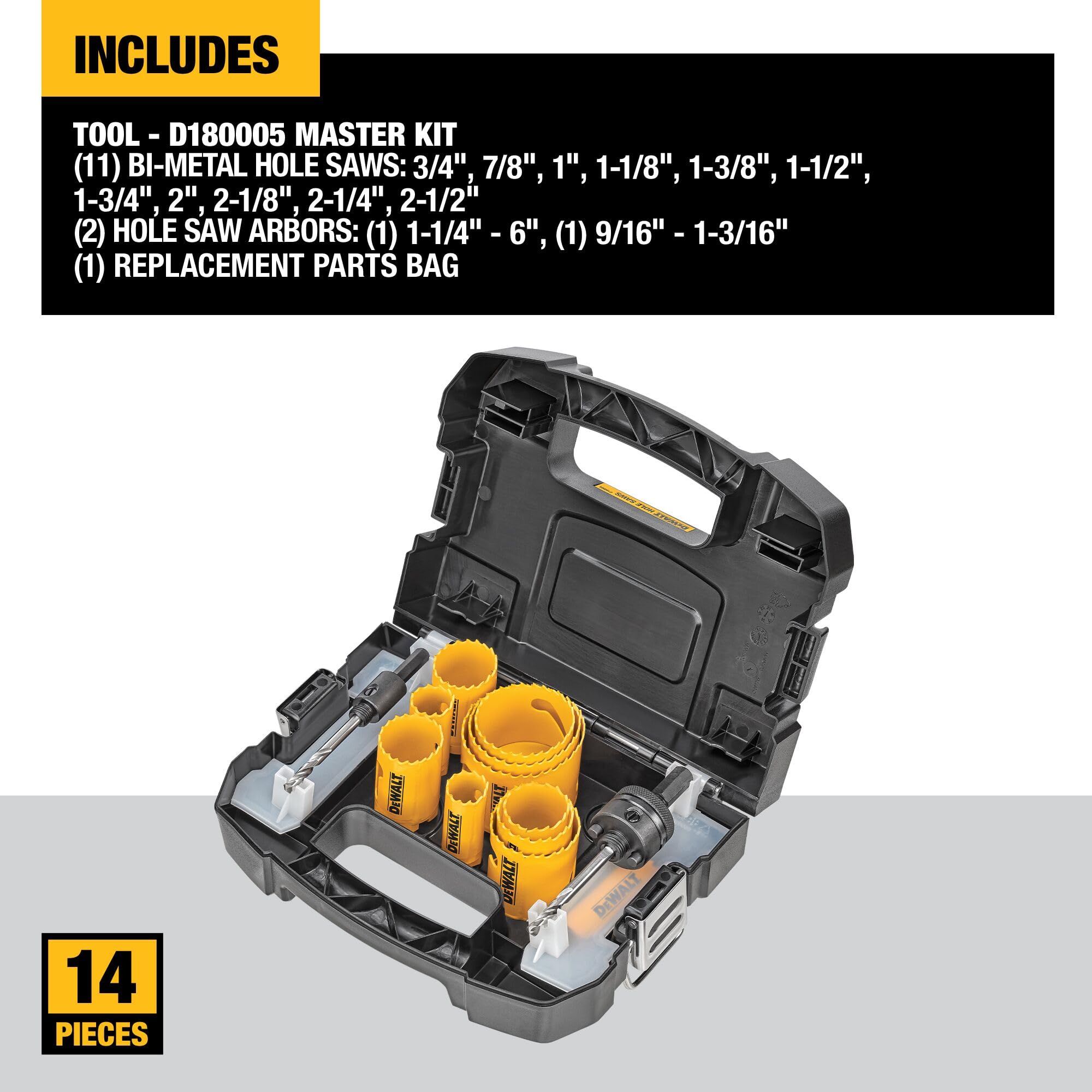 dewalt-d180005-14-piece-door-lock-hole-saw-kit-with-quick-change-mandrels image 4