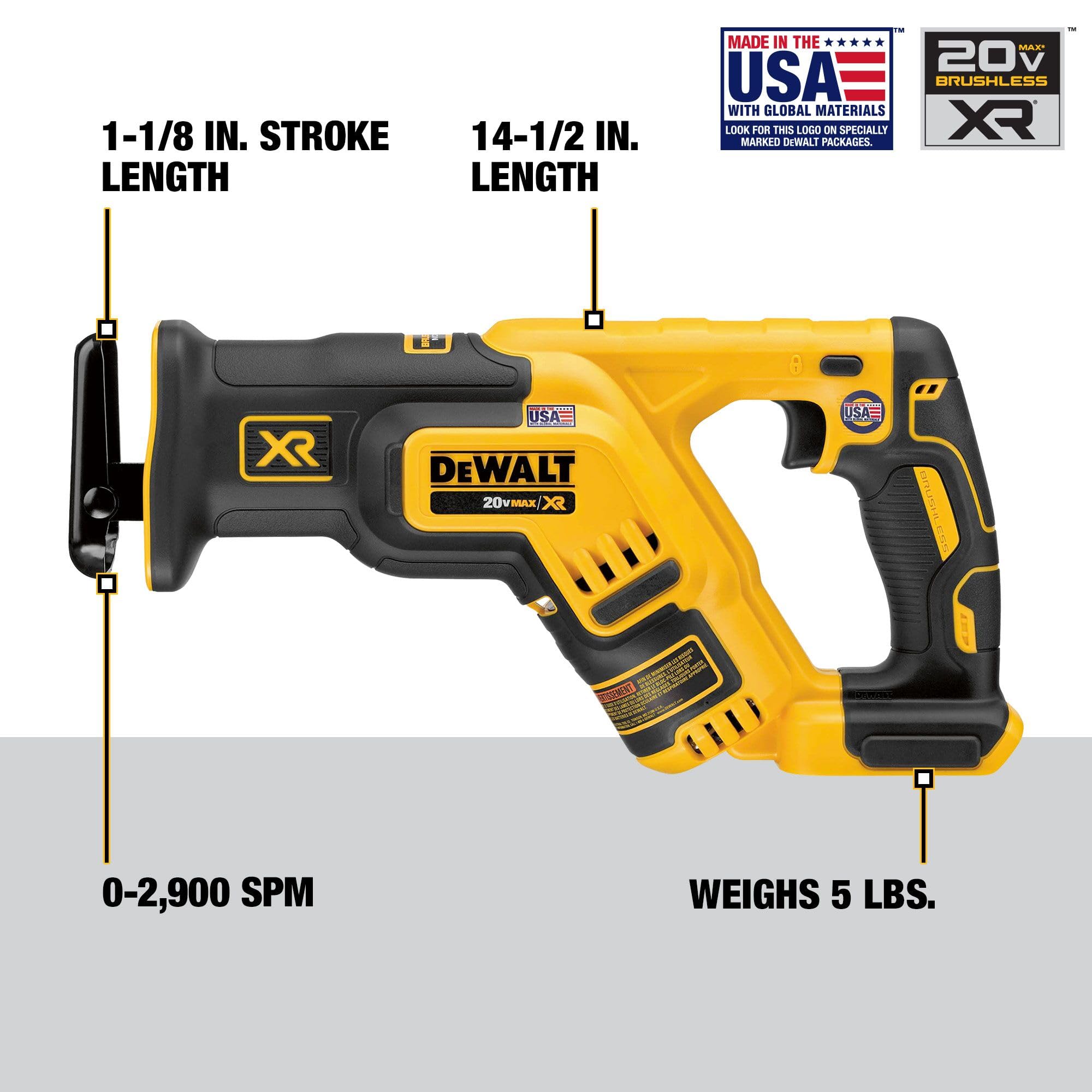 dewalt-20v-max-xr-compact-reciprocating-saw-with-4-position-blade-clamp-brushles image 2