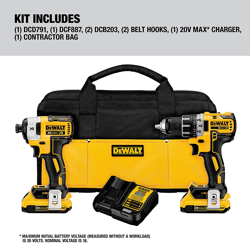 dewalt-20v-max-xr-brushless-compact-drill-driver-and-impact-driver-combo-kit-dck image 2