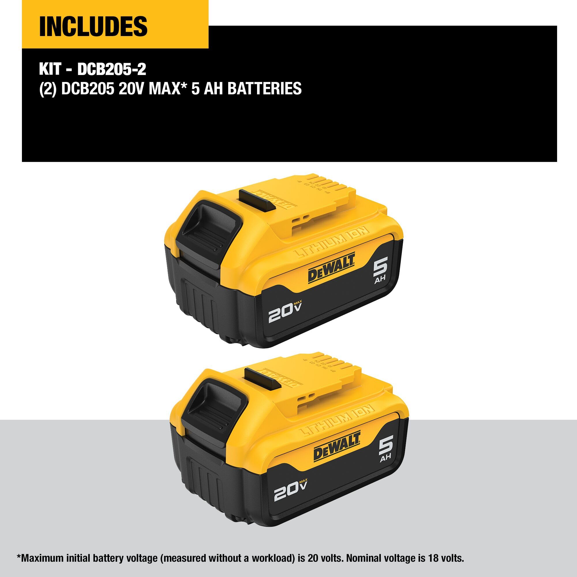 dewalt-dcb205-2-20v-max-xr-5ah-lithium-ion-battery-2-pack image 2