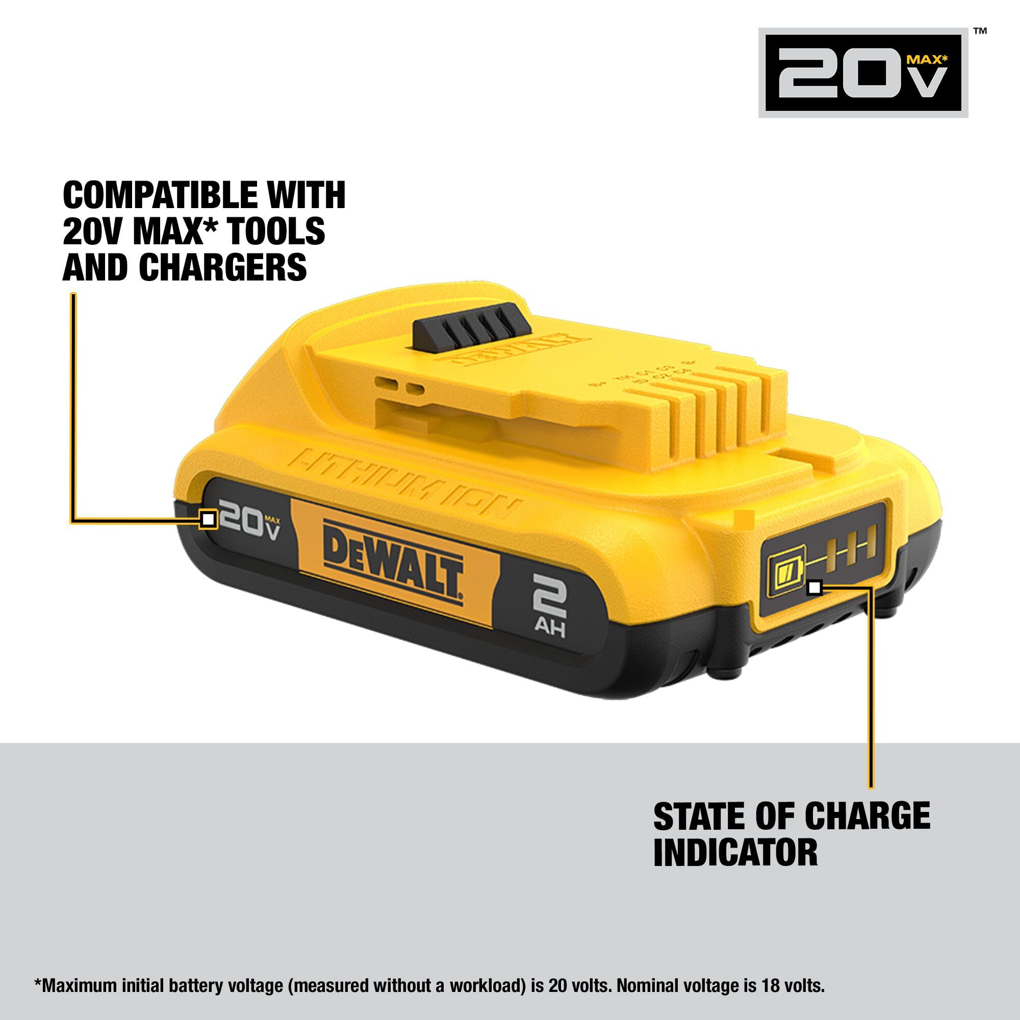 dewalt-dcb203-2-20v-max-compact-2ah-battery-2-pack-with-3-led-fuel-gauge image 3