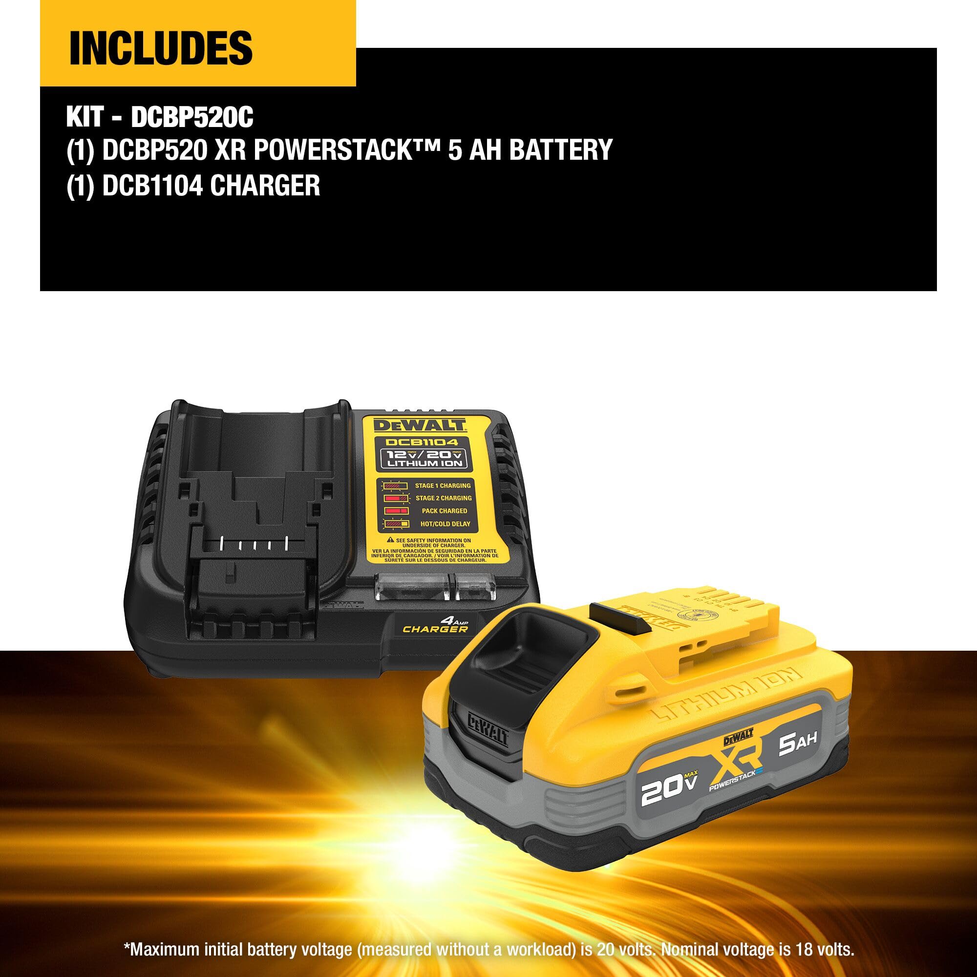 dewalt-dcbp520c-powerstack-20v-max-5ah-battery-starter-kit-with-charger image 2